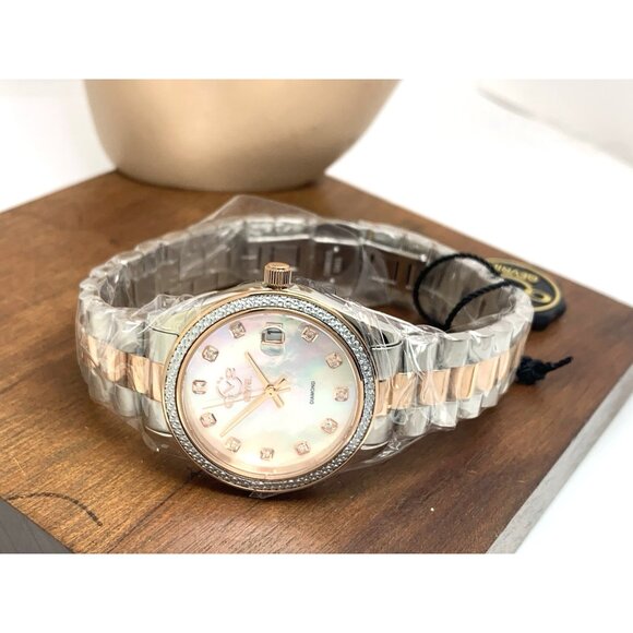 GV2 by Gevril Women's Watch 12423B Swiss Quartz Mother of Pearl Dial Two Tone - Picture 7 of 13
